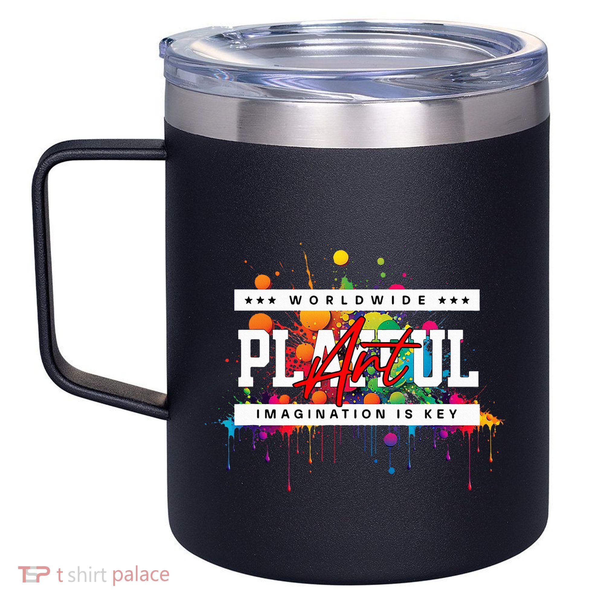 Playful Art Imagination Is Key 12oz Stainless Steel Coffee Mug