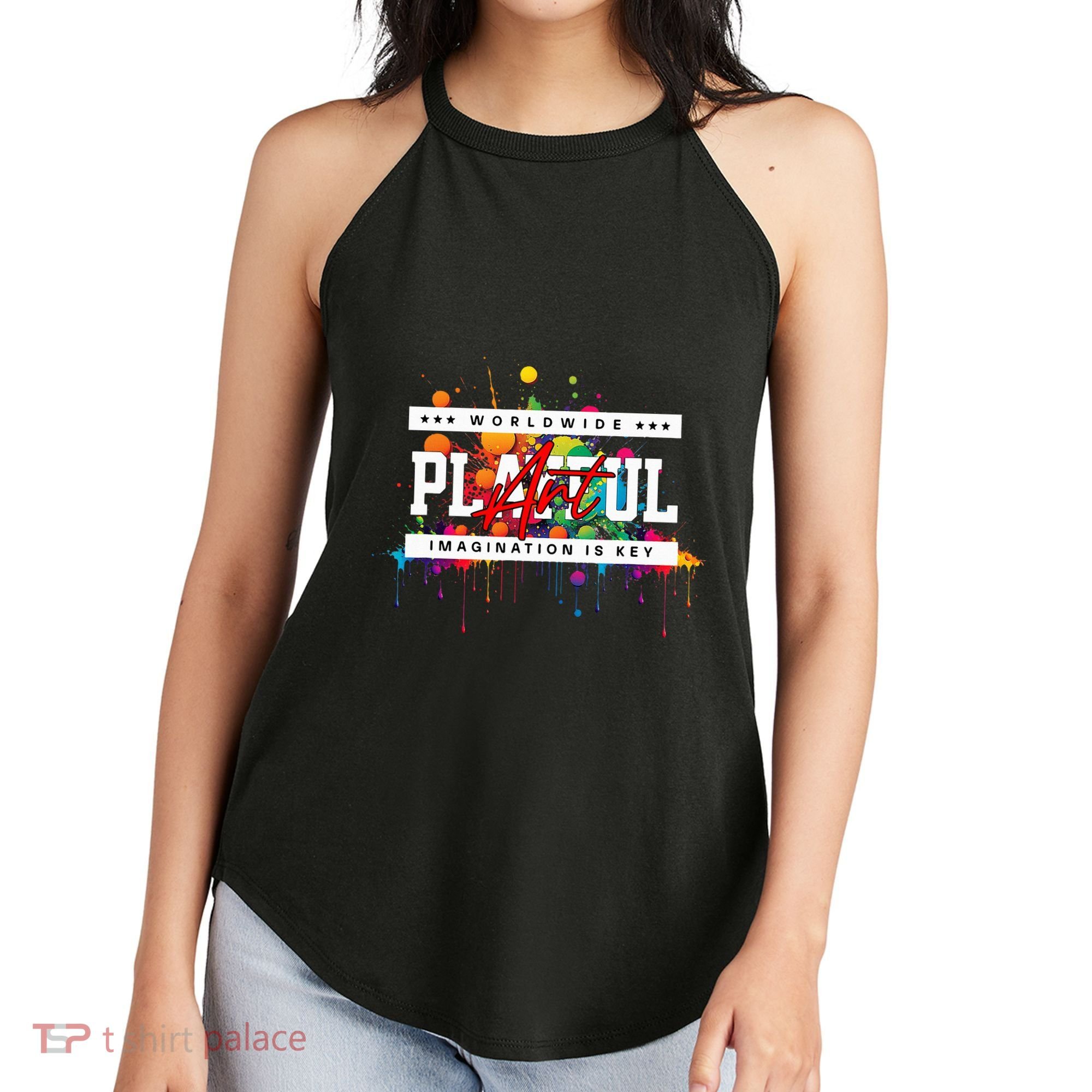 Playful Art Imagination Is Key Women's Perfect Tri Rocker Tank