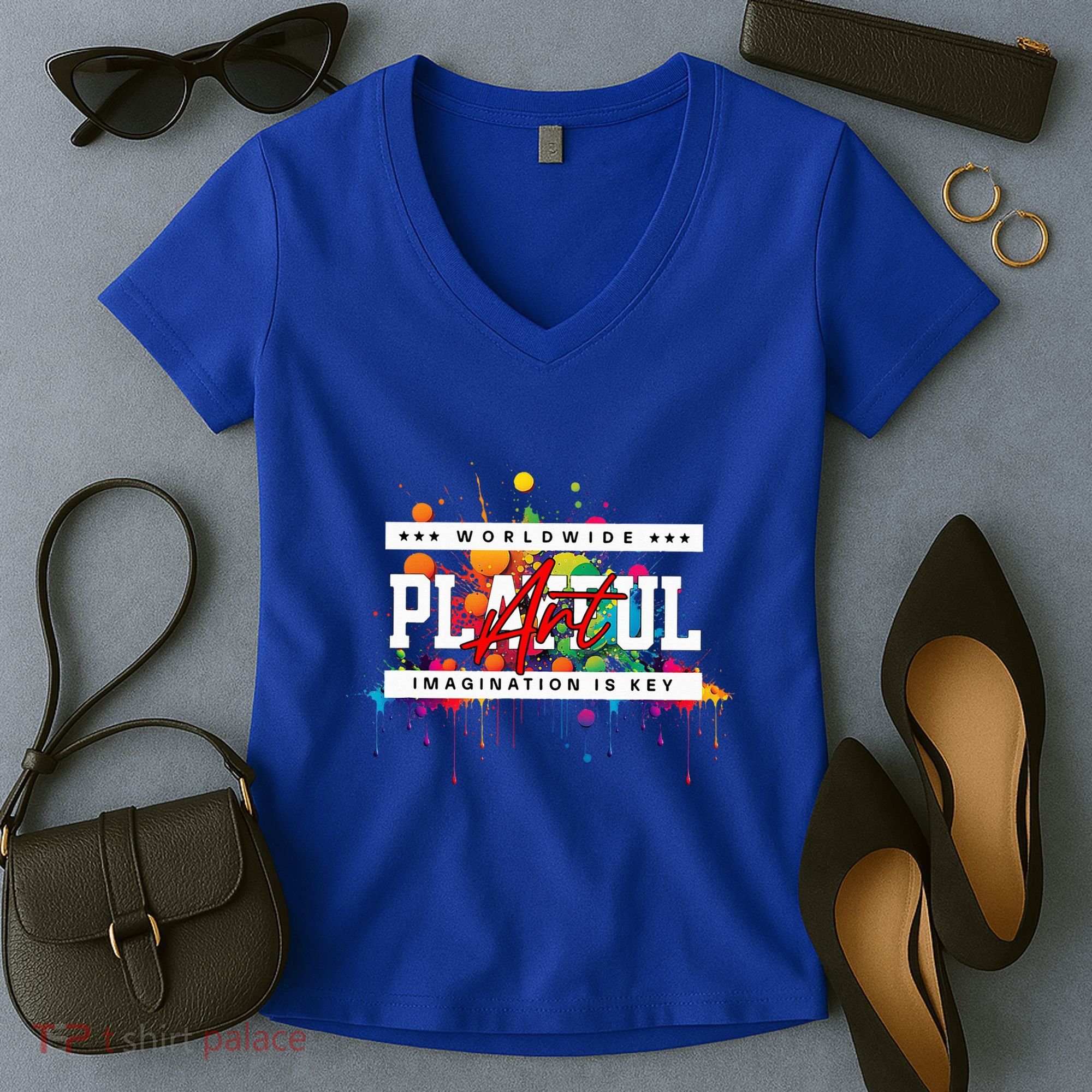 Playful Art Imagination Is Key Women's V-Neck T-Shirt