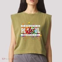 Playful Art Imagination Is Key Garment-Dyed Women's Muscle Tee thumb 2