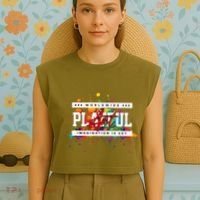 Playful Art Imagination Is Key Garment-Dyed Women's Muscle Tee thumb 4