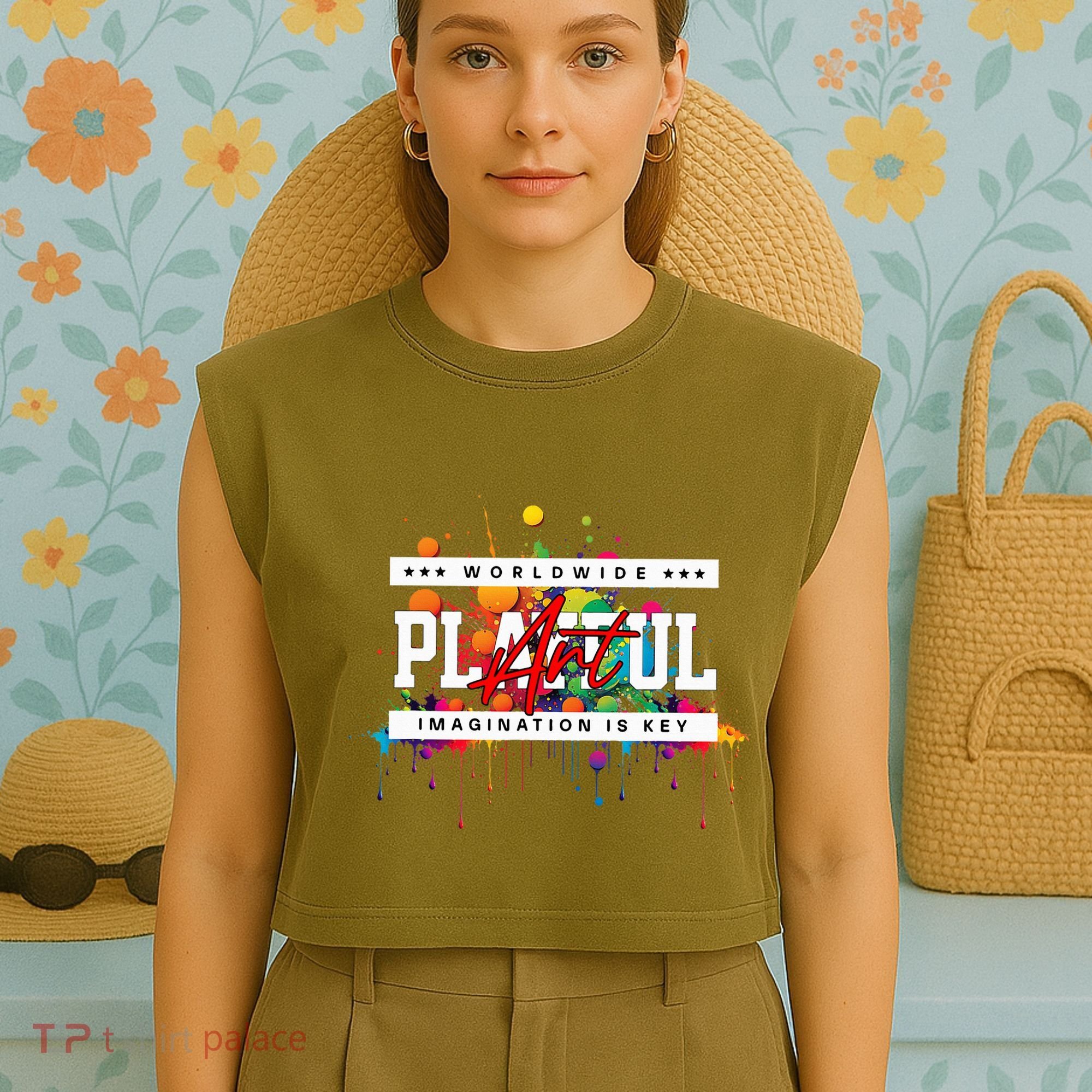 Playful Art Imagination Is Key Garment-Dyed Women's Muscle Tee