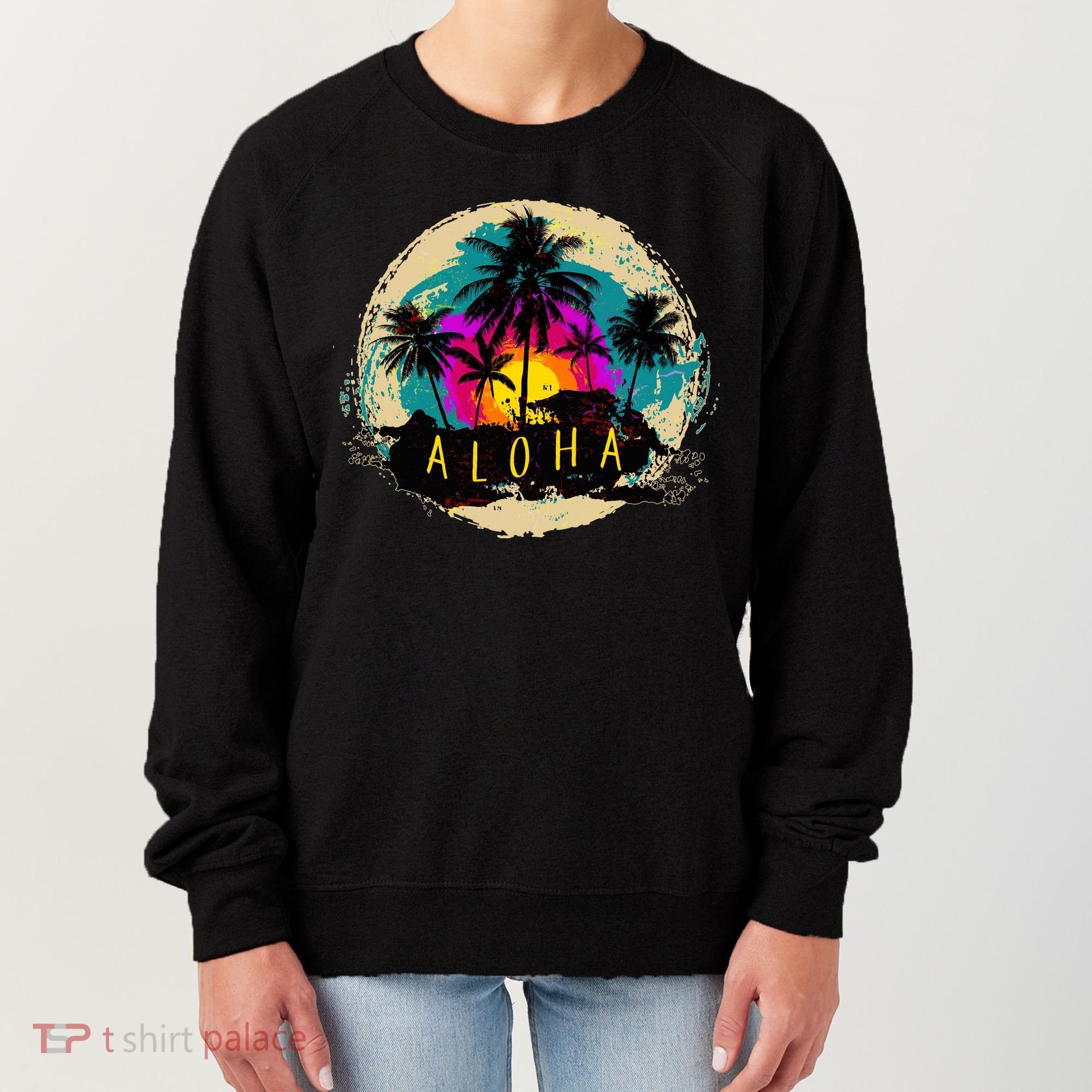 Painted Aloha Palms Beach Women's Sweatshirt