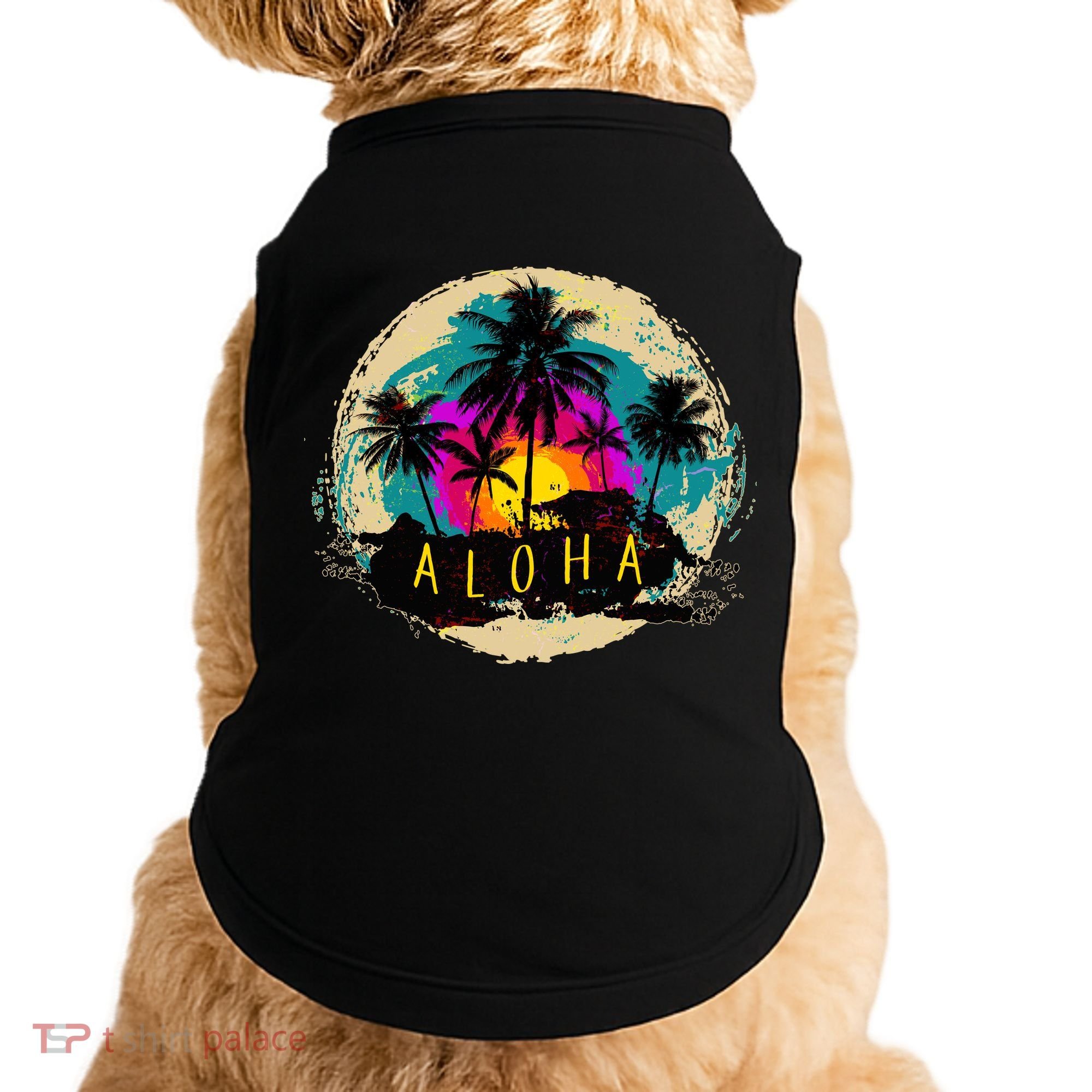 Painted Aloha Palms Beach Doggie Tank