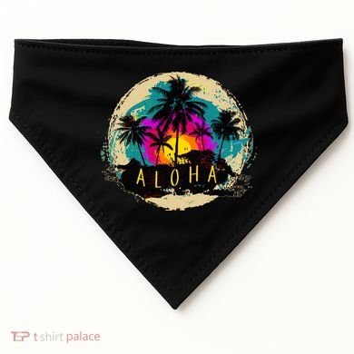 Painted Aloha Palms Beach USA-Made Doggie Bandana