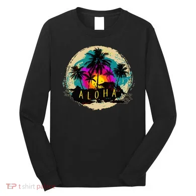 Painted Aloha Palms Beach Long Sleeve Shirt