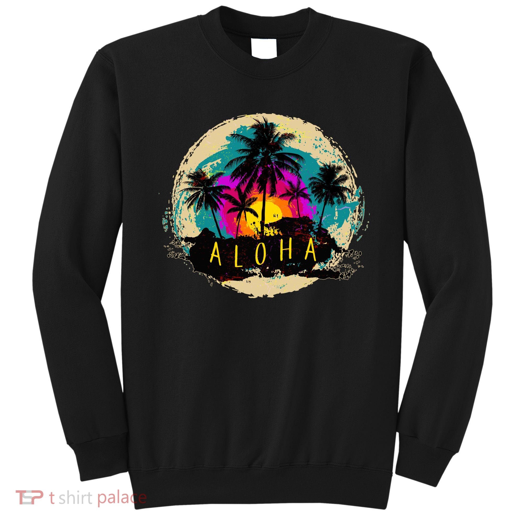 Painted Aloha Palms Beach Sweatshirt
