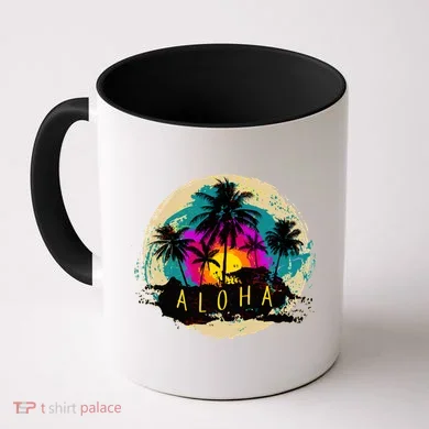 Painted Aloha Palms Beach Coffee Mug
