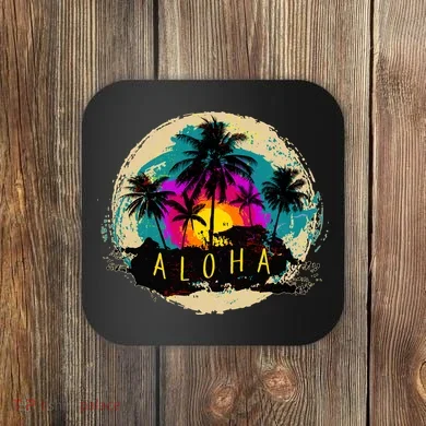 Painted Aloha Palms Beach Coaster