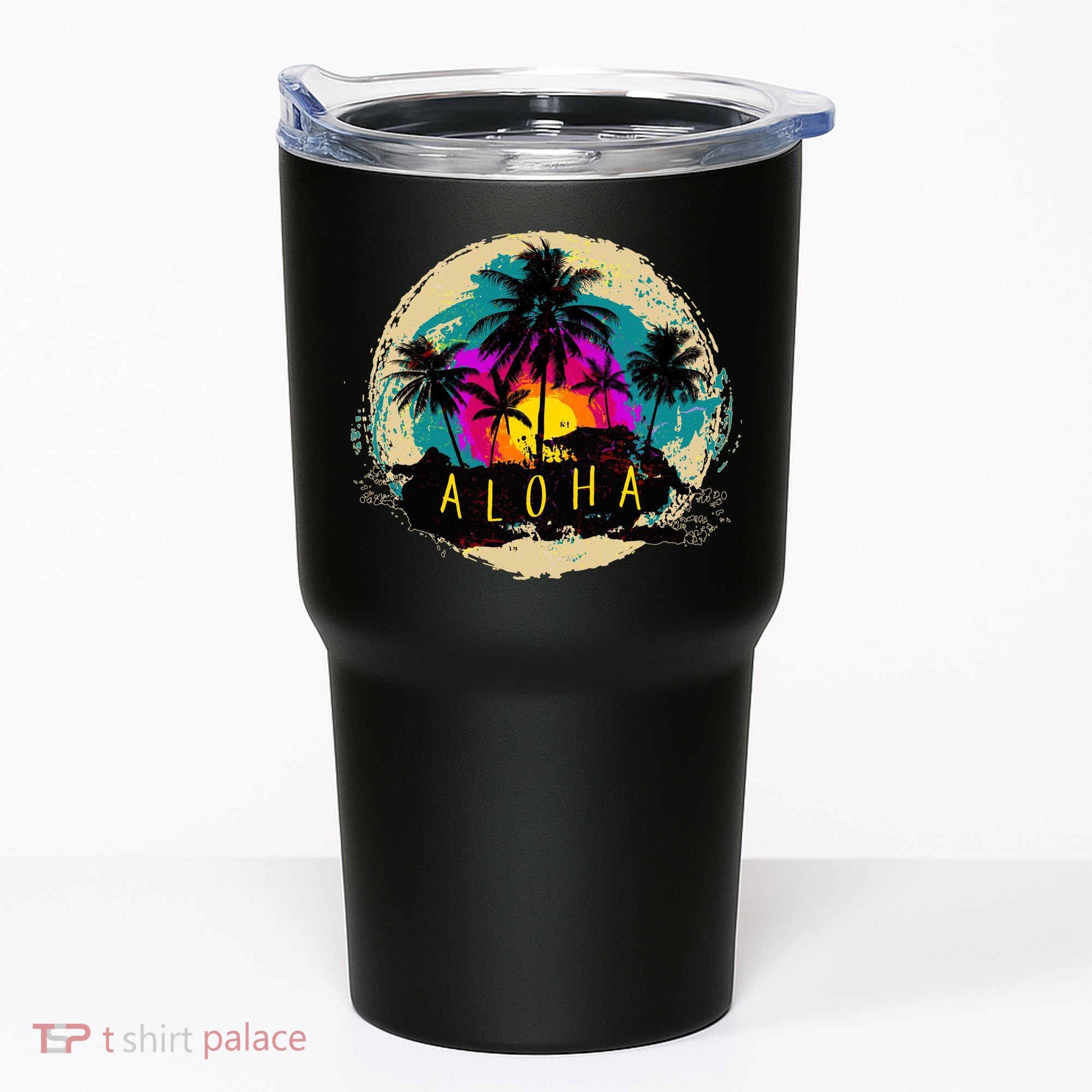 Painted Aloha Palms Beach Tumbler