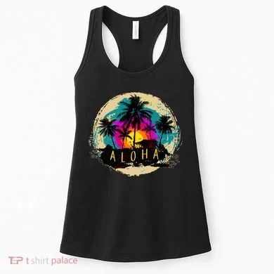 Painted Aloha Palms Beach Women's Tank Top
