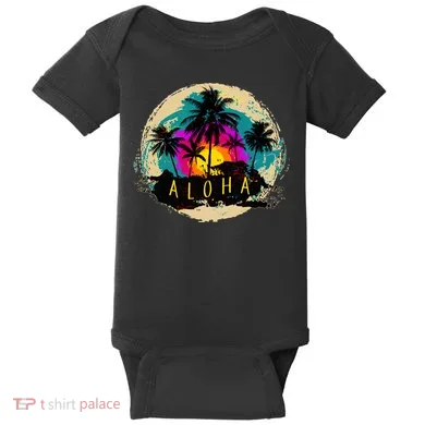 Painted Aloha Palms Beach Baby Bodysuit