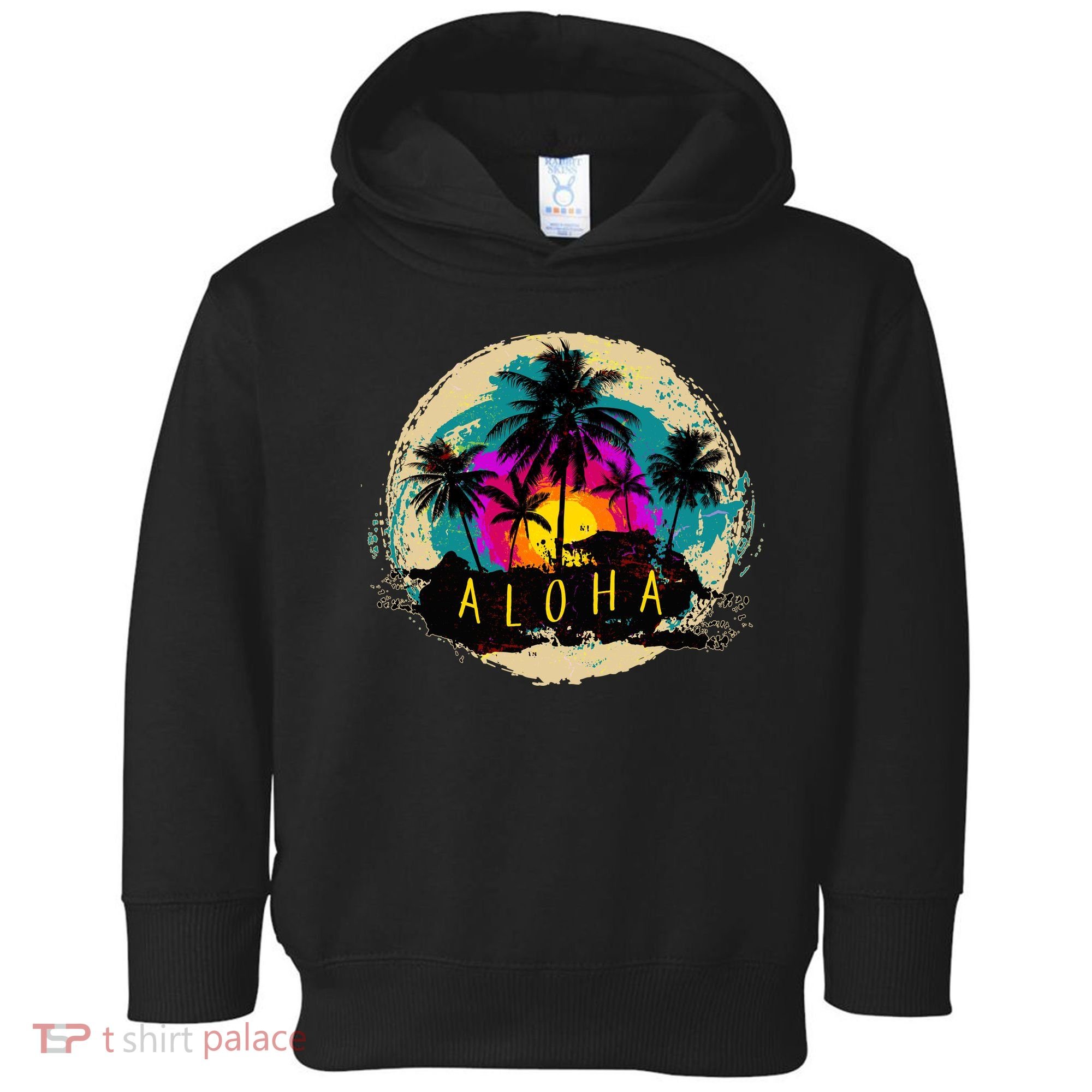 Painted Aloha Palms Beach Toddler Hoodie