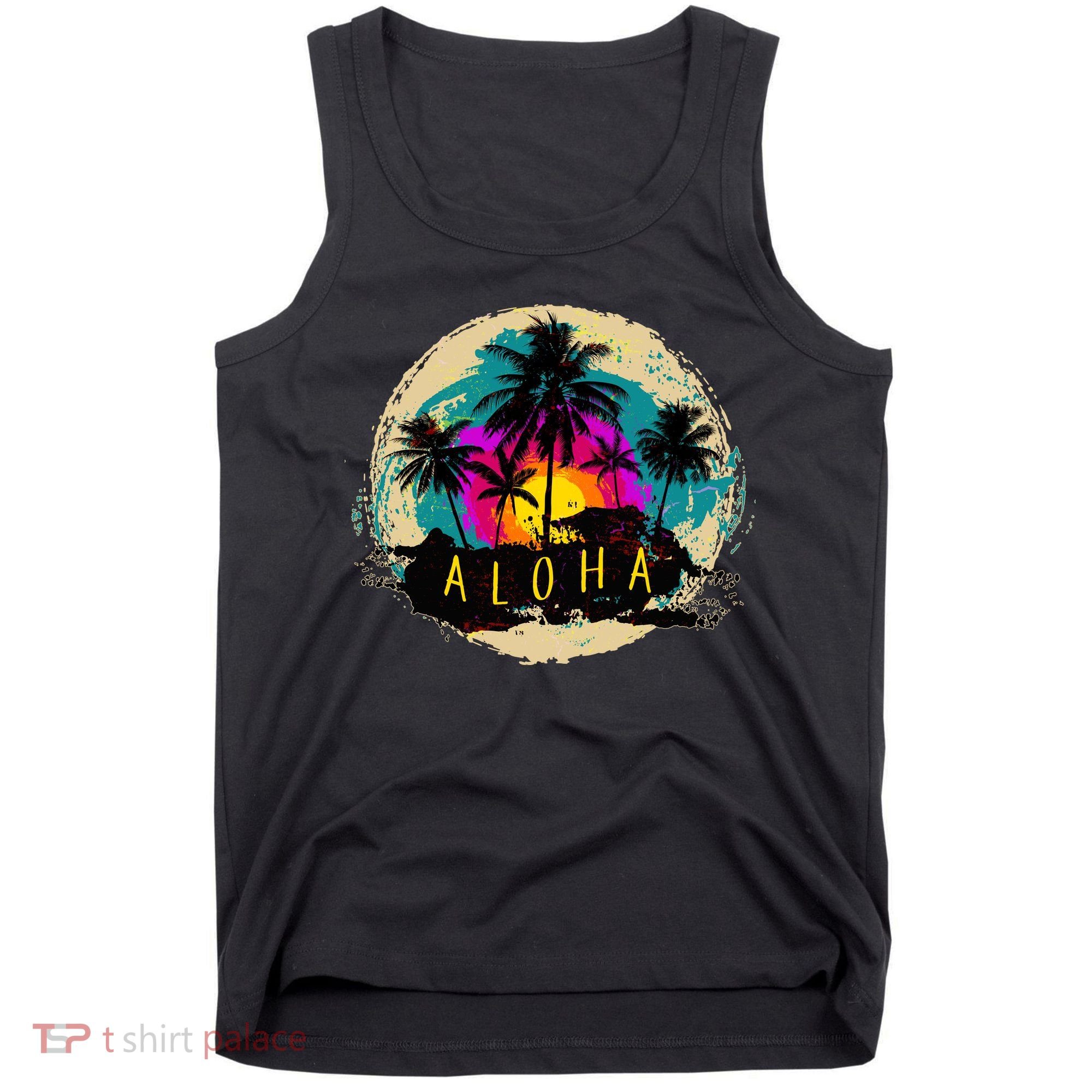 Painted Aloha Palms Beach Tank Top