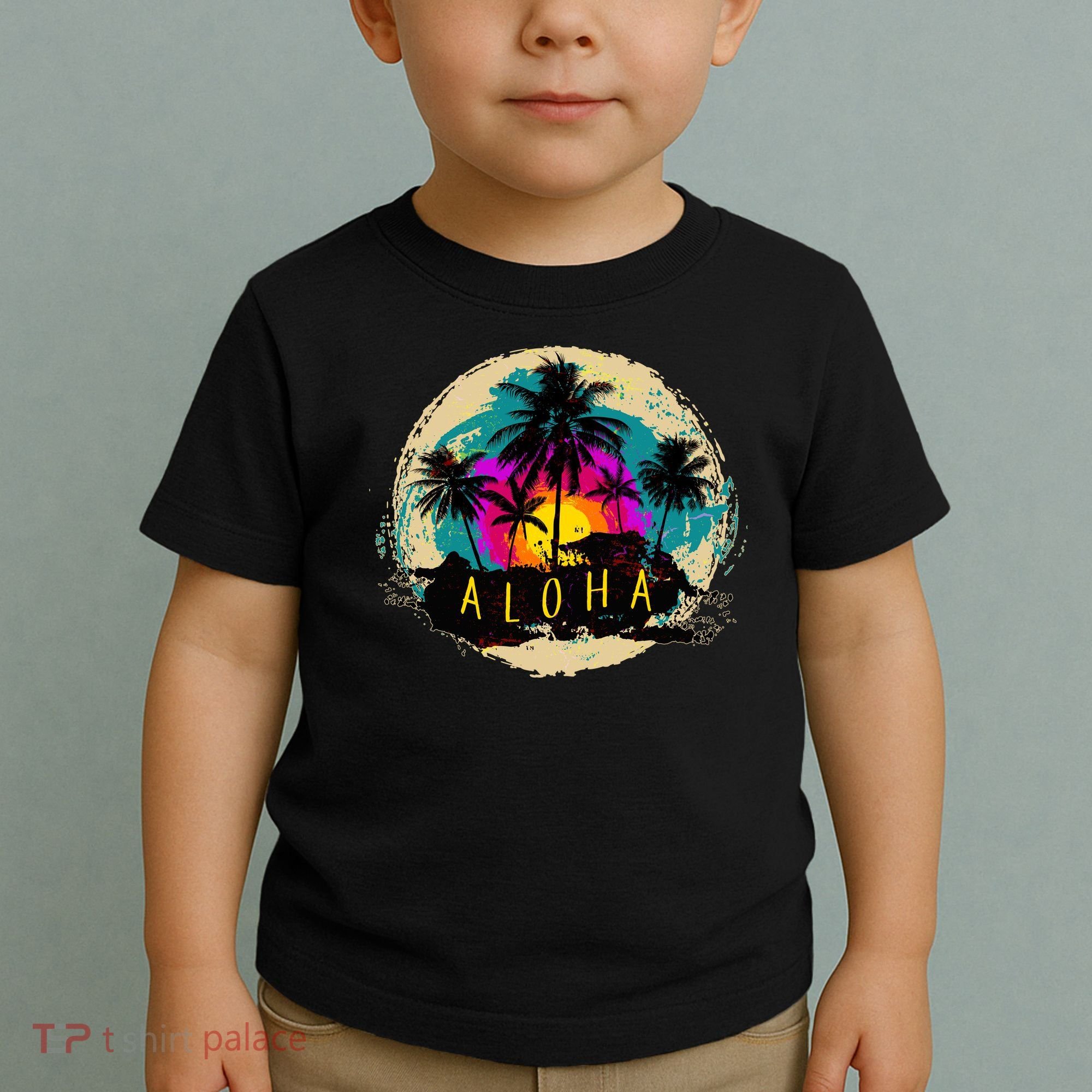 Painted Aloha Palms Beach Toddler T-Shirt