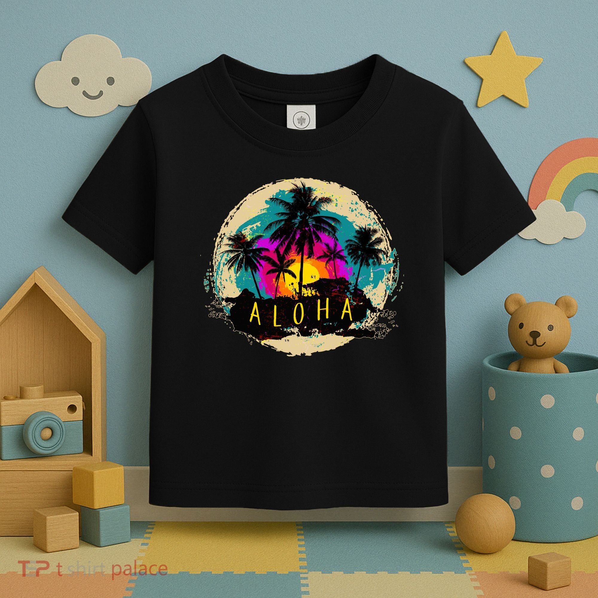 Painted Aloha Palms Beach Toddler T-Shirt