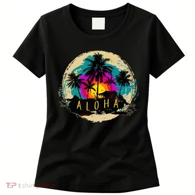Painted Aloha Palms Beach Women's T-Shirt