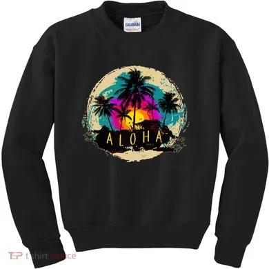 Painted Aloha Palms Beach Kids Sweatshirt