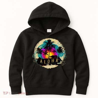 Painted Aloha Palms Beach Kids Hoodie