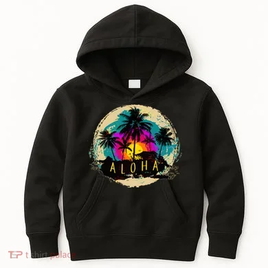Painted Aloha Palms Beach Kids Hoodie