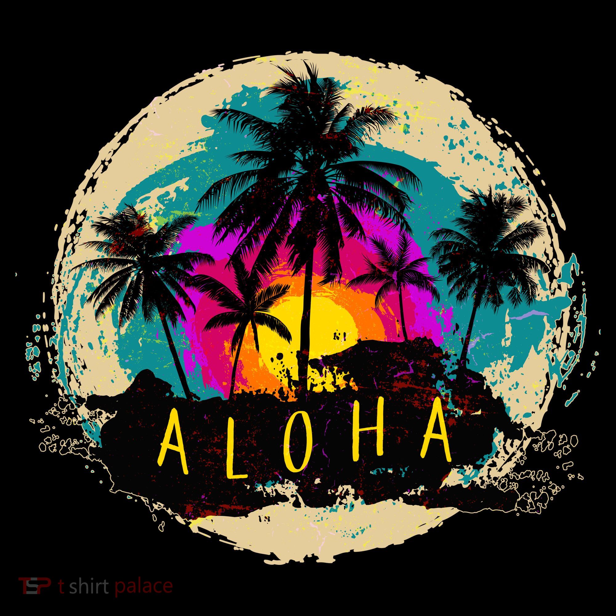 Painted Aloha Palms Beach Kids Hoodie