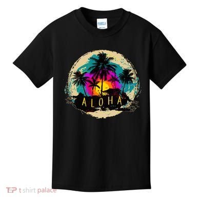 Painted Aloha Palms Beach Kids T-Shirt