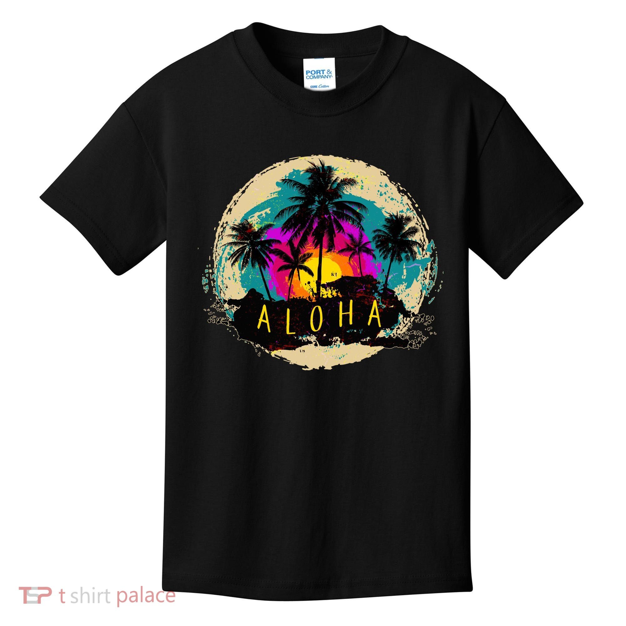 Painted Aloha Palms Beach Kids T-Shirt