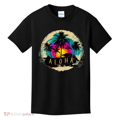 Painted Aloha Palms Beach Kids T-Shirt
