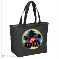 Painted Aloha Palms Beach Tote Bag thumb 2