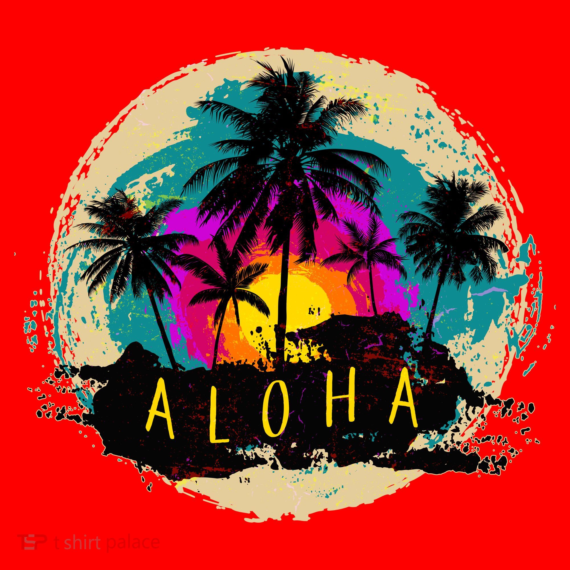 Painted Aloha Palms Beach Santa Hat