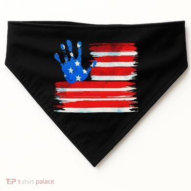 Painted American Flag Hand Print USA-Made Doggie Bandana