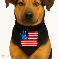 Painted American Flag Hand Print USA-Made Doggie Bandana thumb 1