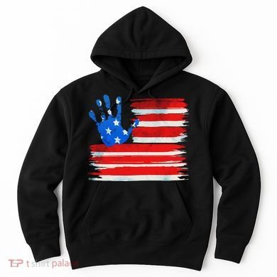 Painted American Flag Hand Print Hoodie