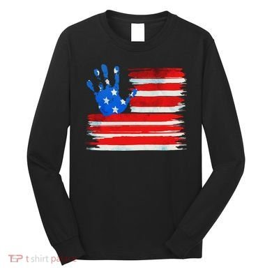 Painted American Flag Hand Print Long Sleeve Shirt