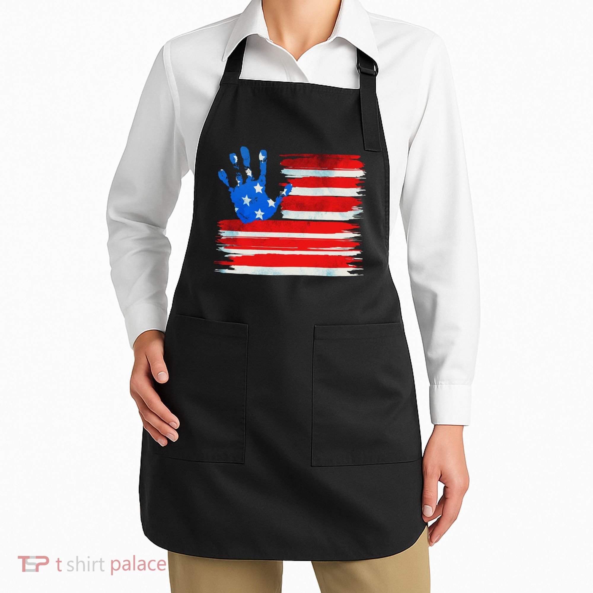 Painted American Flag Hand Print Apron