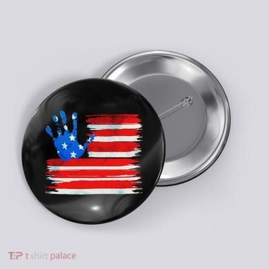 Painted American Flag Hand Print Button