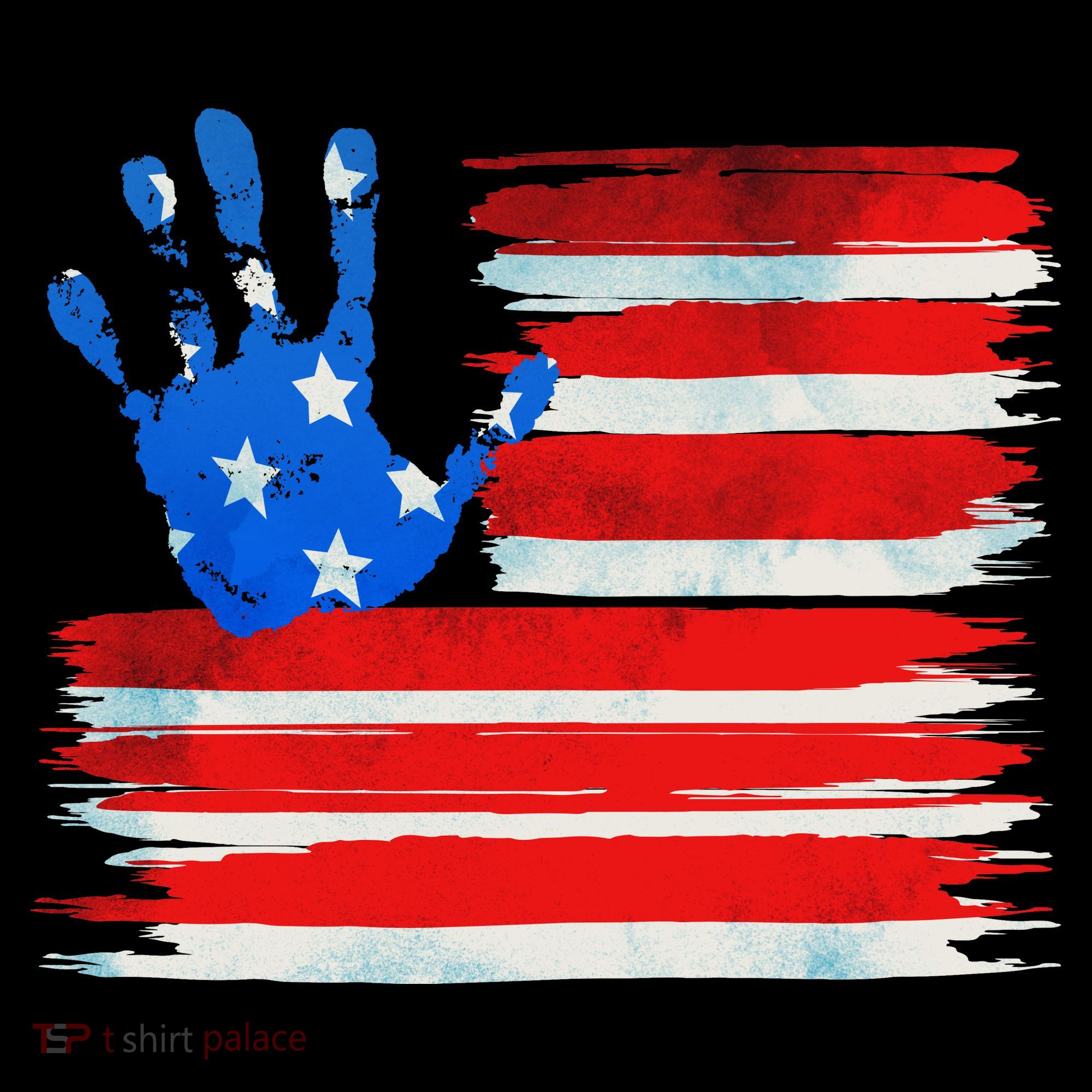 Painted American Flag Hand Print Bucket Hat