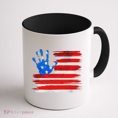 Painted American Flag Hand Print Coffee Mug back
