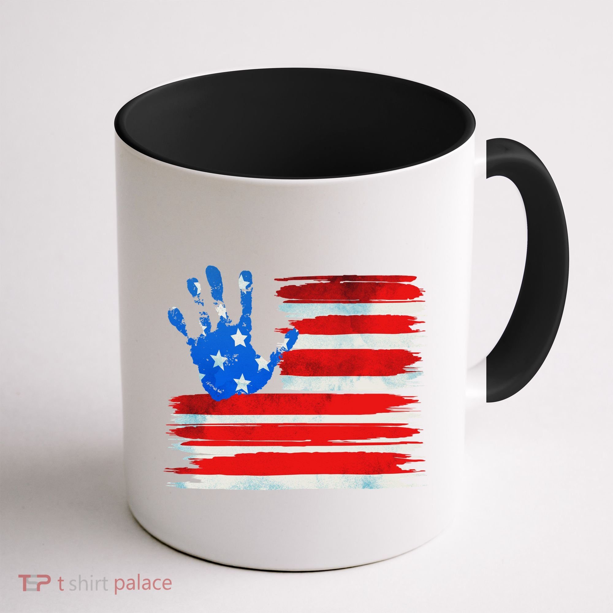 Painted American Flag Hand Print Coffee Mug