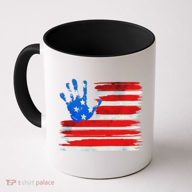 Painted American Flag Hand Print Coffee Mug