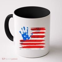 Painted American Flag Hand Print Coffee Mug thumb 0