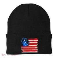 Painted American Flag Hand Print Beanie thumb 0
