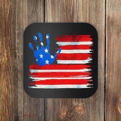 Painted American Flag Hand Print Coaster