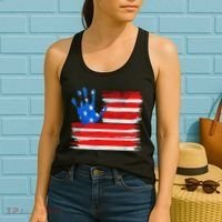 Painted American Flag Hand Print Women's Tank Top thumb 2