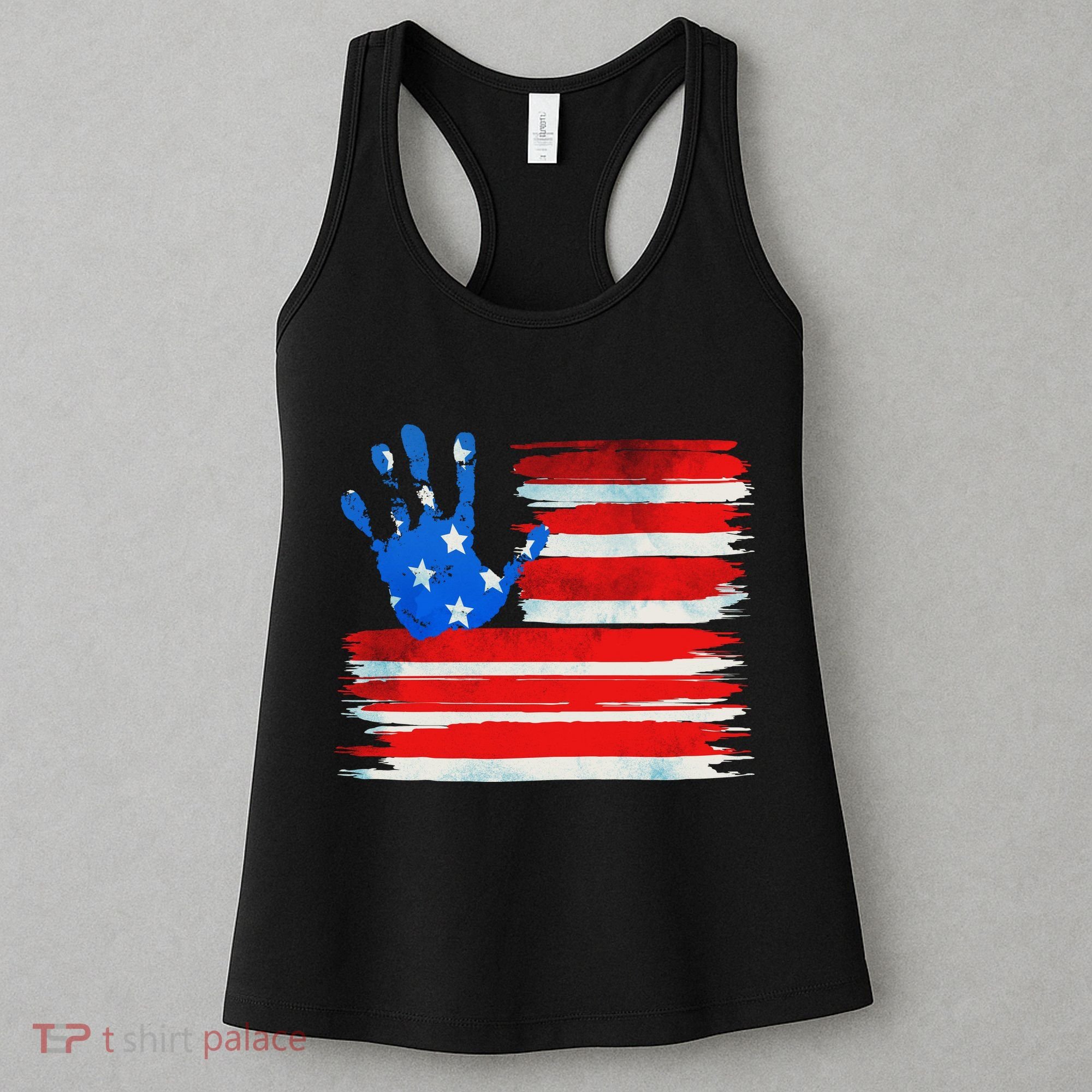 Painted American Flag Hand Print Women's Tank Top