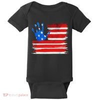 Painted American Flag Hand Print Baby Bodysuit thumb 0