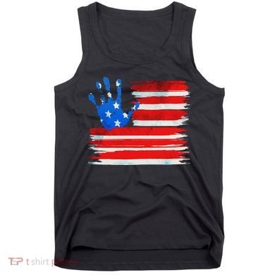 Painted American Flag Hand Print Tank Top