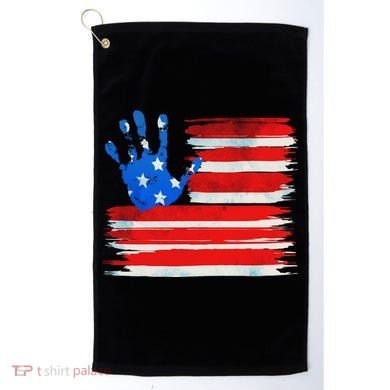 Painted American Flag Hand Print Golf Towel