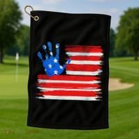 Painted American Flag Hand Print Golf Towel thumb 1