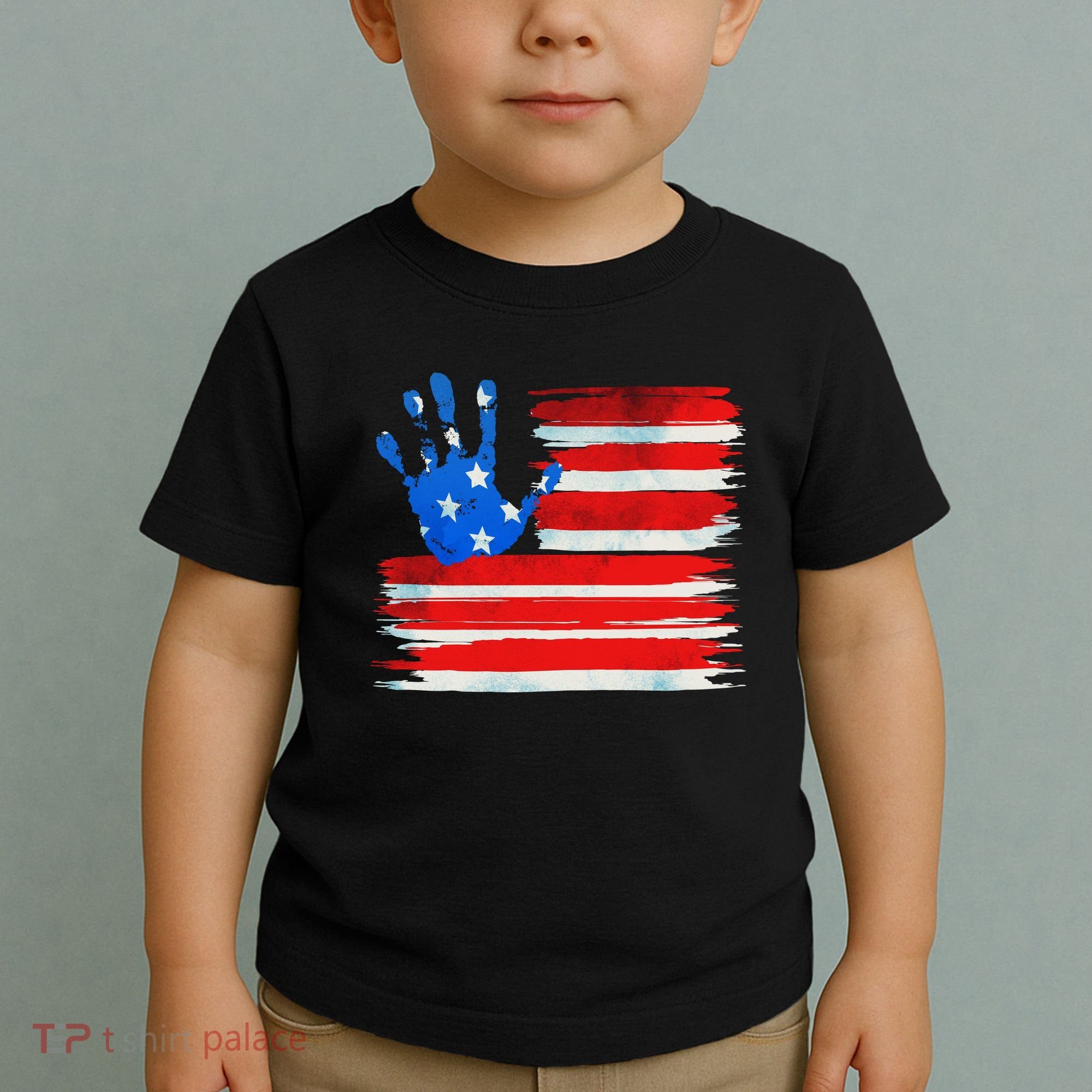 Painted American Flag Hand Print Toddler T-Shirt